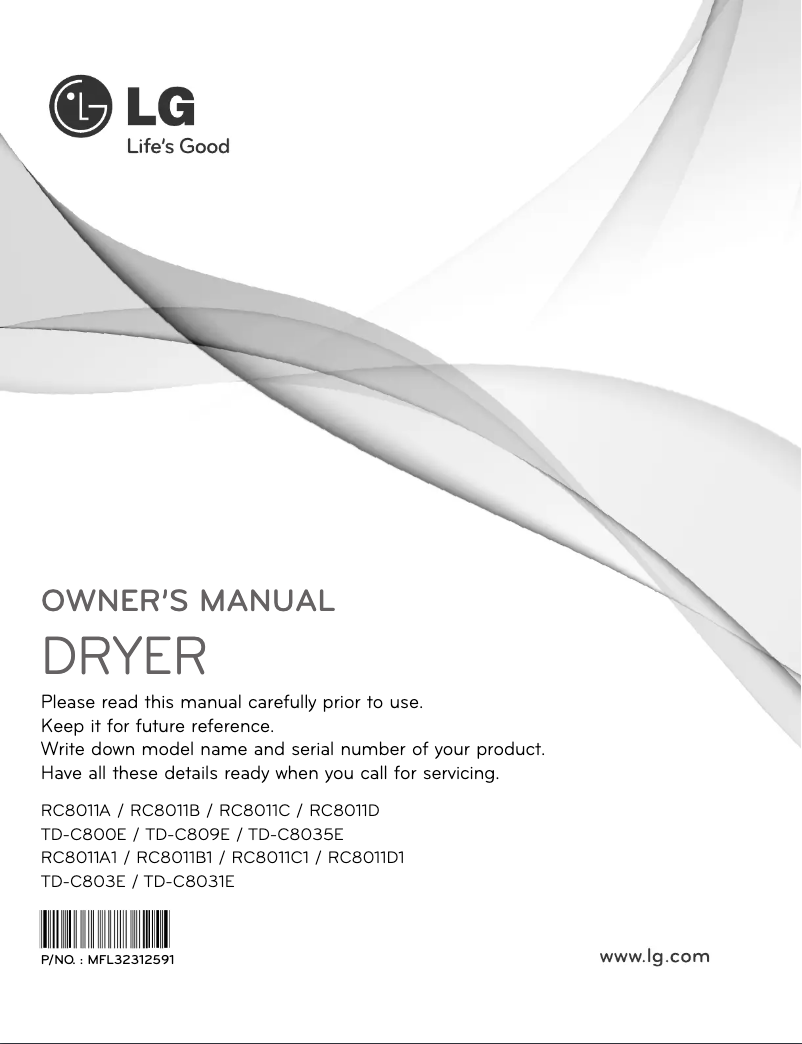 Page 1 de la notice Manuel utilisateur LG TD-C8031E