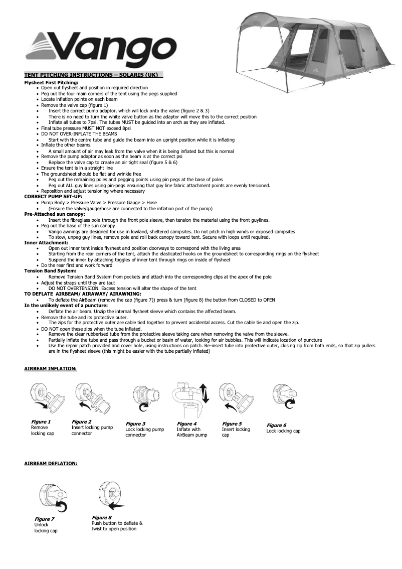 Page 1 de la notice Manuel utilisateur Vango Solaris 600