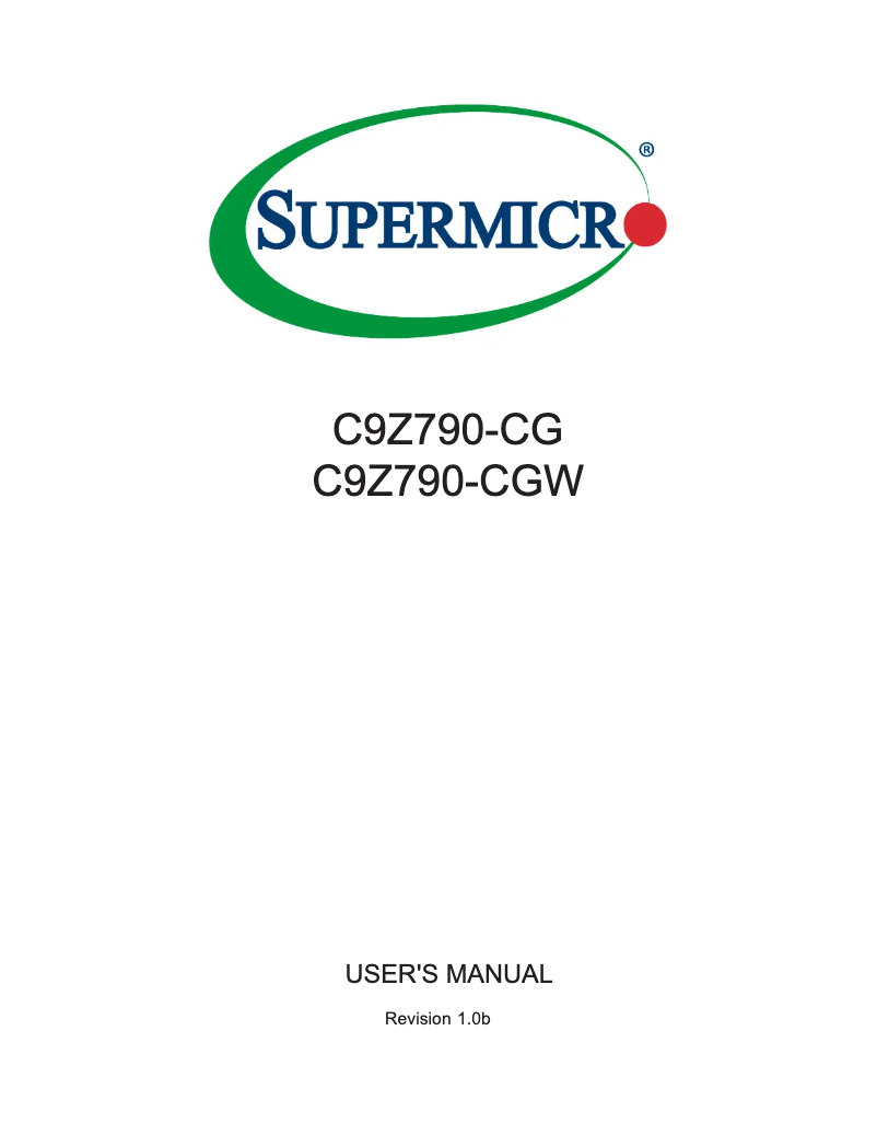 Page 1 de la notice Manuel utilisateur Supermicro C9Z790-CGW