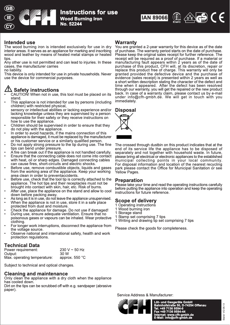 Image de la première page du manuel de l'appareil IAN 89066