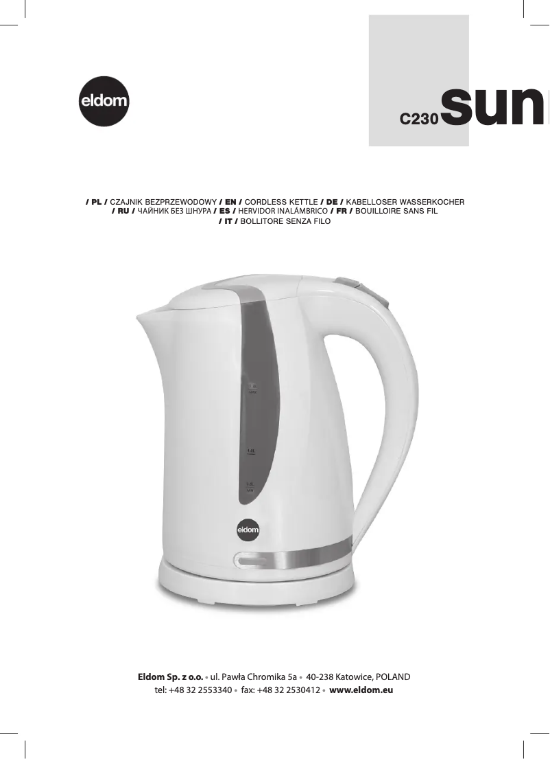 Page n°1 - Manuel utilisateur Eldom Sunny C230