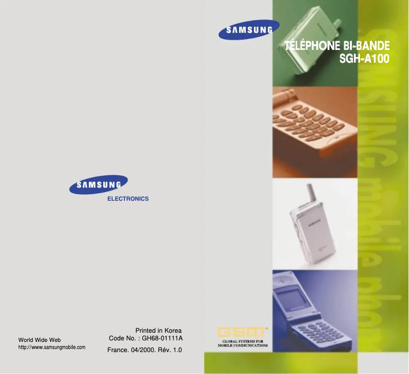 Image de la première page du manuel de l'appareil SGH-A100SA