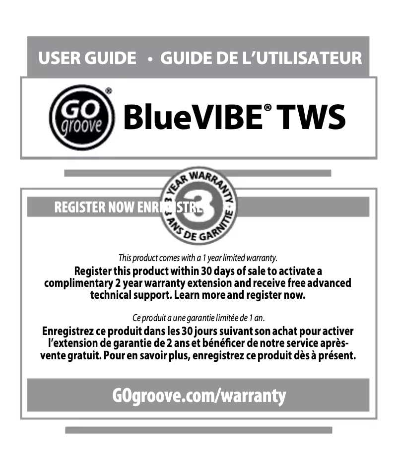 Page 1 de la notice Manuel utilisateur Accessory Power GOgroove BlueVIBE TWS