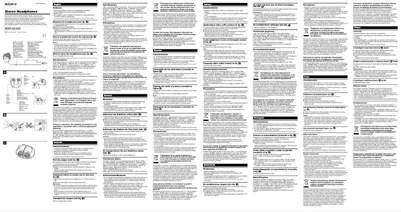 Page 1 de la notice Manuel utilisateur Sony MDR-AS30G