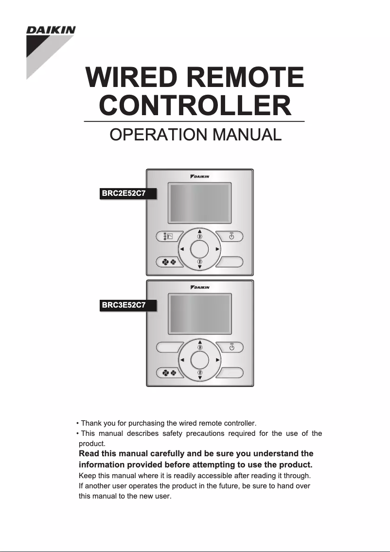 Página 1 del manual Manual de usuario Daikin BRC2E52C7