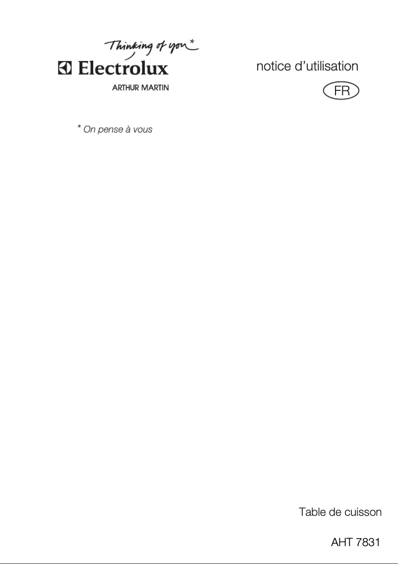 Page n°1 - Manuel utilisateur Arthur Martin-Electrolux AHT7831X
