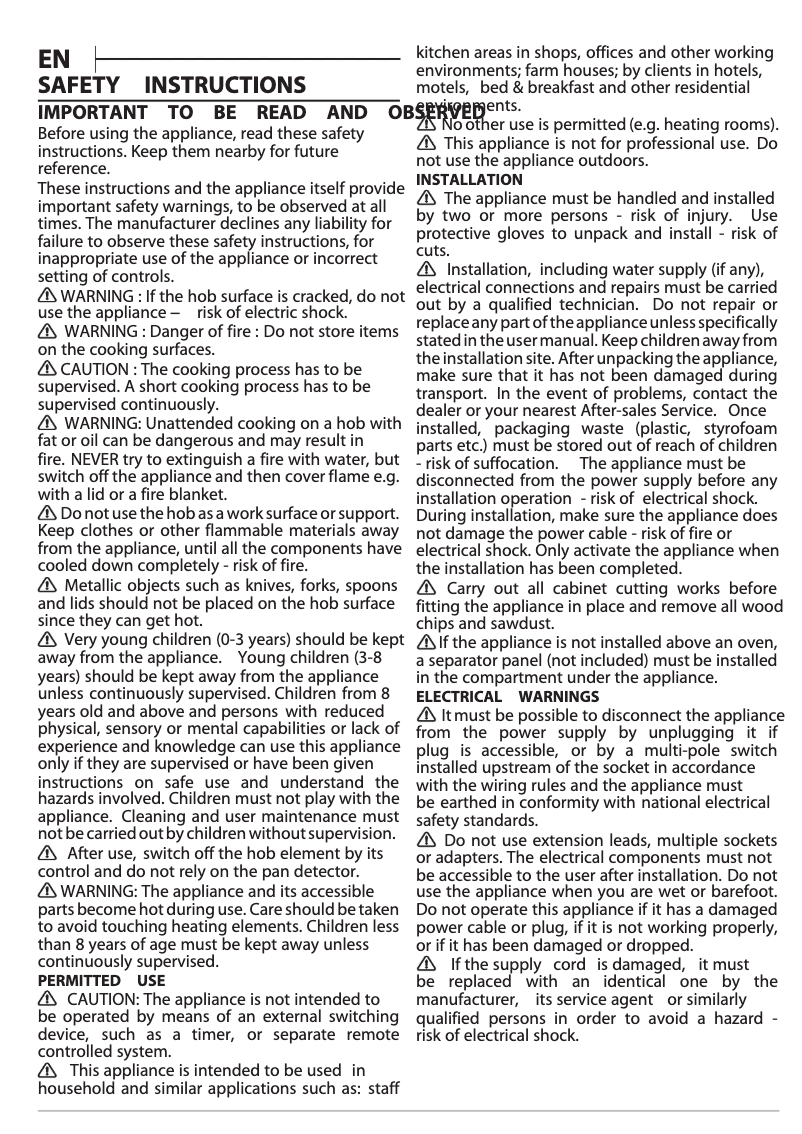 Página 1 del manual Manual de usuario Hotpoint HT 1090 BA