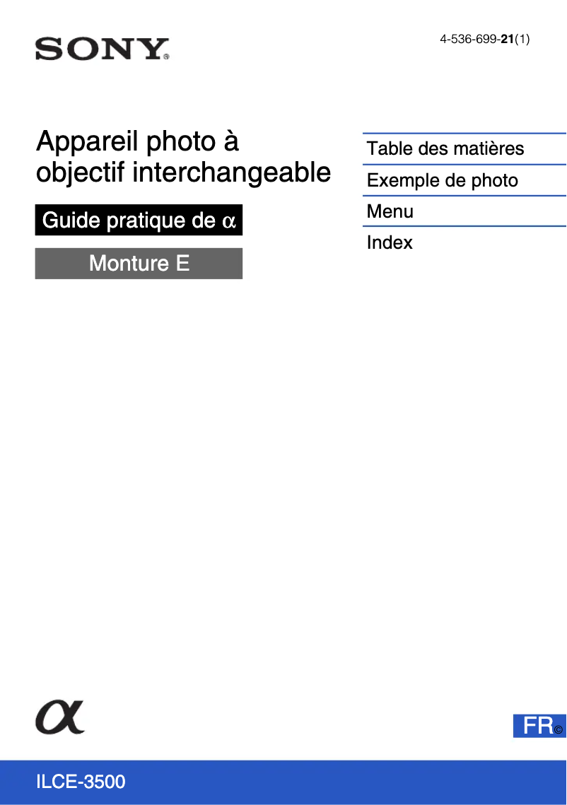 Page 1 de la notice Manuel utilisateur Sony Alpha ILCE-3500J