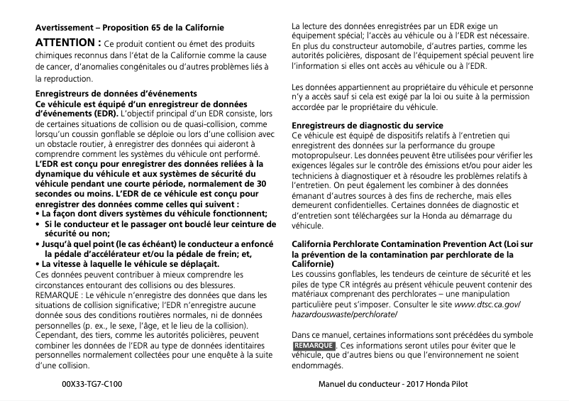 Página 1 del manual Manual de usuario Honda Pilot (2017)