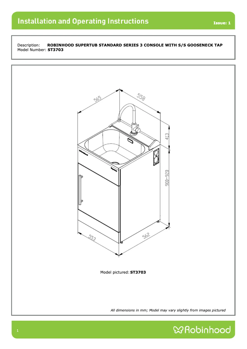 Página 1 del manual Instrucciones / montaje Robinhood ST1200