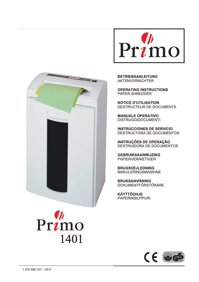 Page 1 de la notice Manuel utilisateur Primo 1401 Office