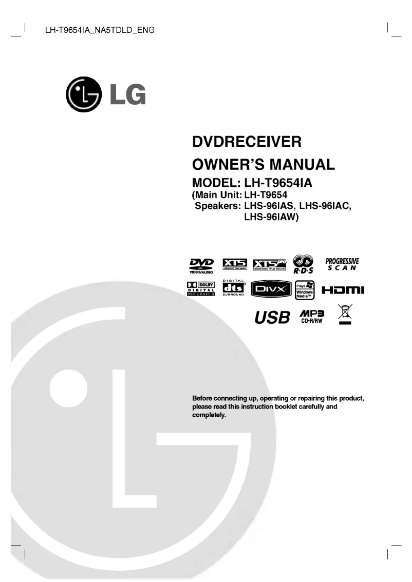 Page 1 de la notice Manuel utilisateur LG LH-T9654IA