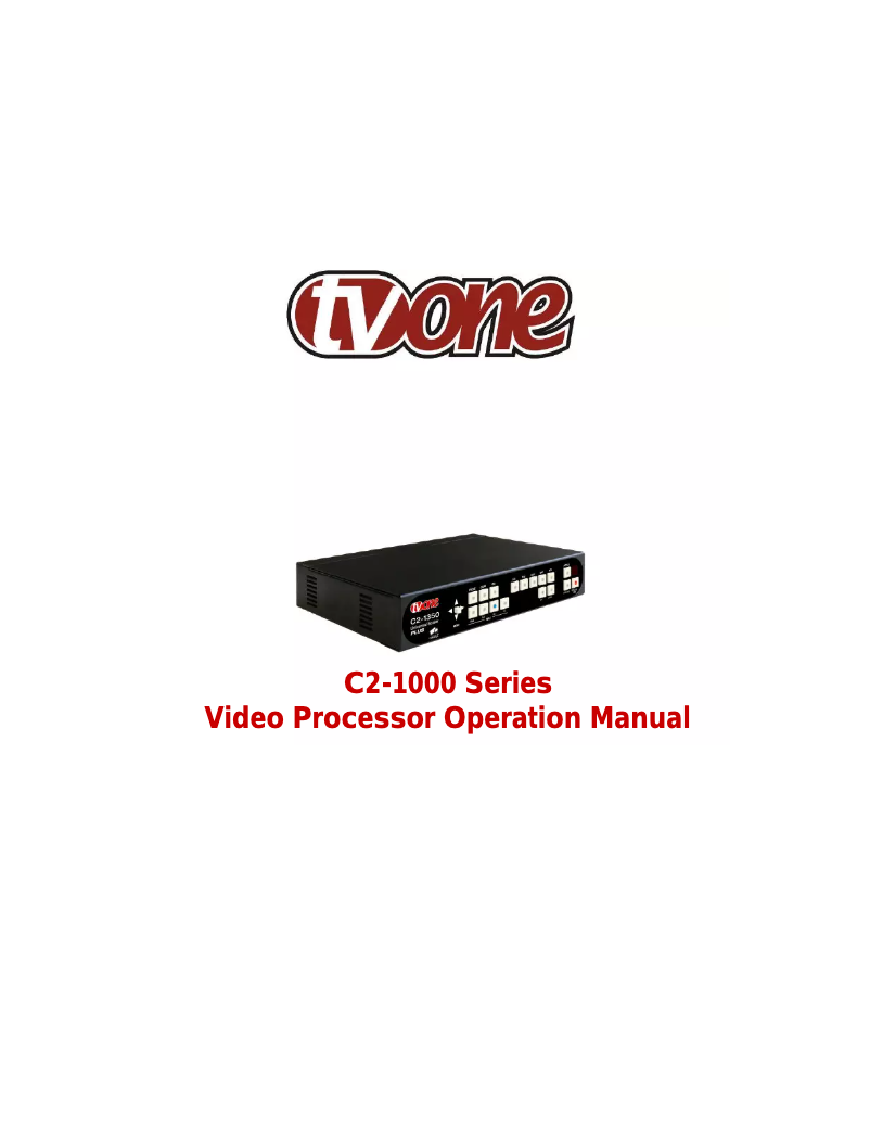 Page n°1 - Manuel utilisateur TV One C2-1200