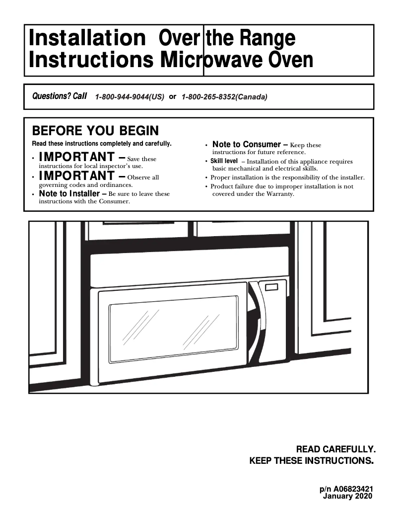 Page n°1 - Guide d'installation Frigidaire FFMV1645TQ