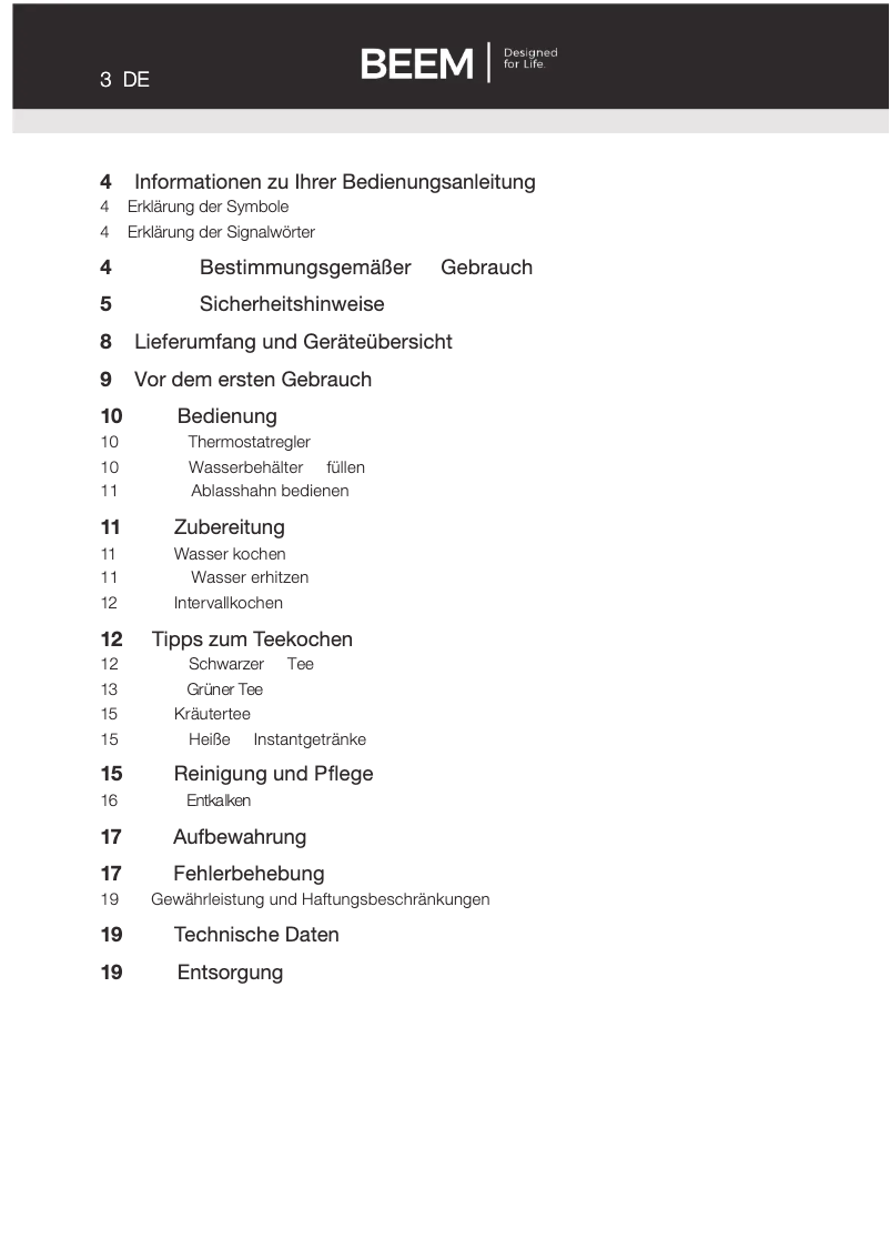 Page 1 de la notice Manuel utilisateur BEEM Odette