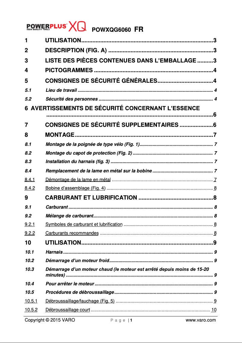 Page n°1 - Manuel utilisateur PowerPlus POWXQG6060