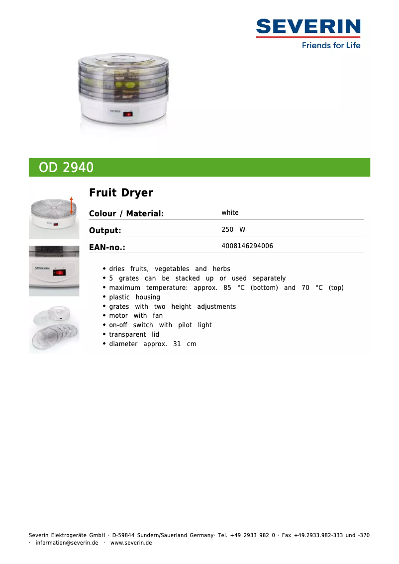 Image de la première page du manuel de l'appareil OD 2940