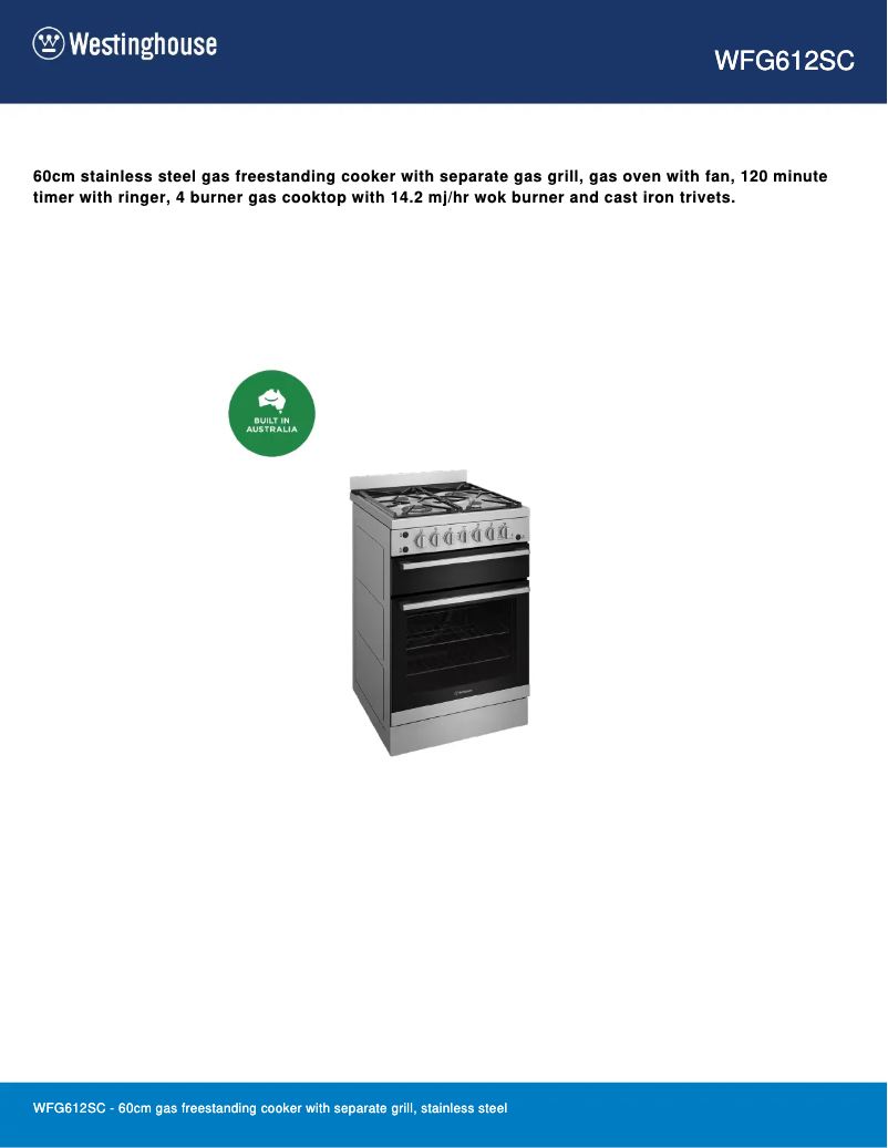 Image de la première page du manuel de l'appareil WFG612SC