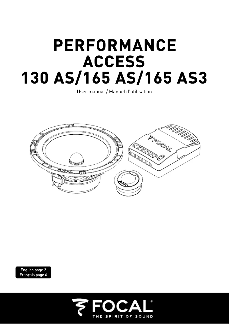 Page n°1 - Manuel utilisateur Focal 165 AS