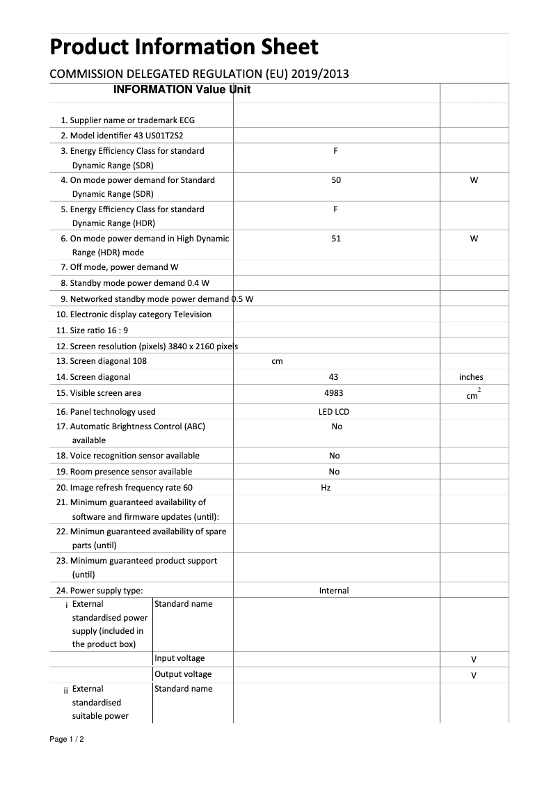 Page n°1 - Fiche technique ECG 43 US01T2S2