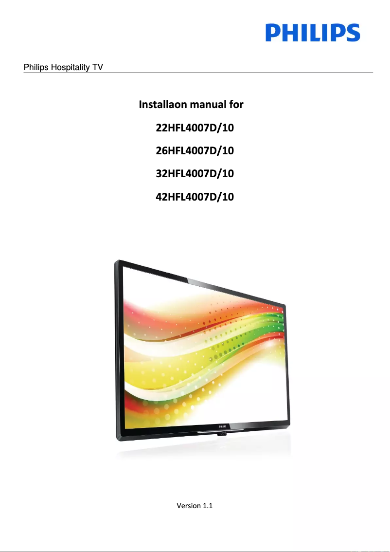 Page 1 de la notice Guide d'installation Philips 26HFL4007D