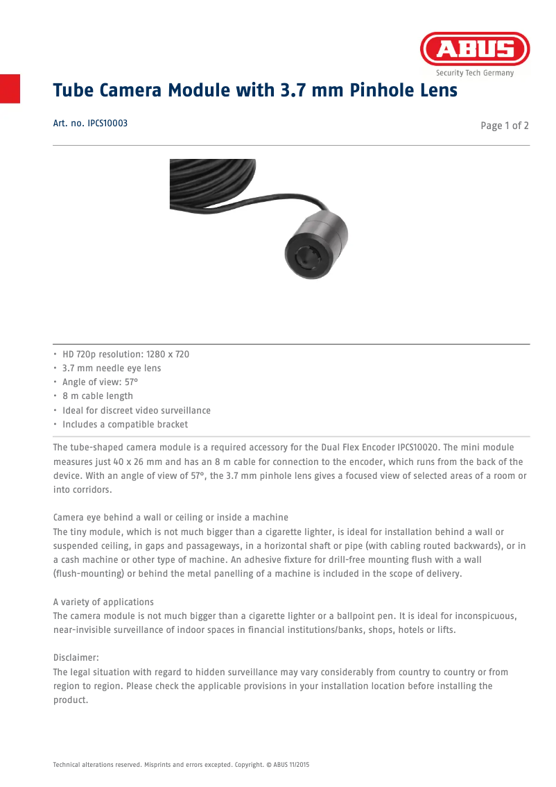 Page n°1 - Manuel utilisateur Abus IPCS10003