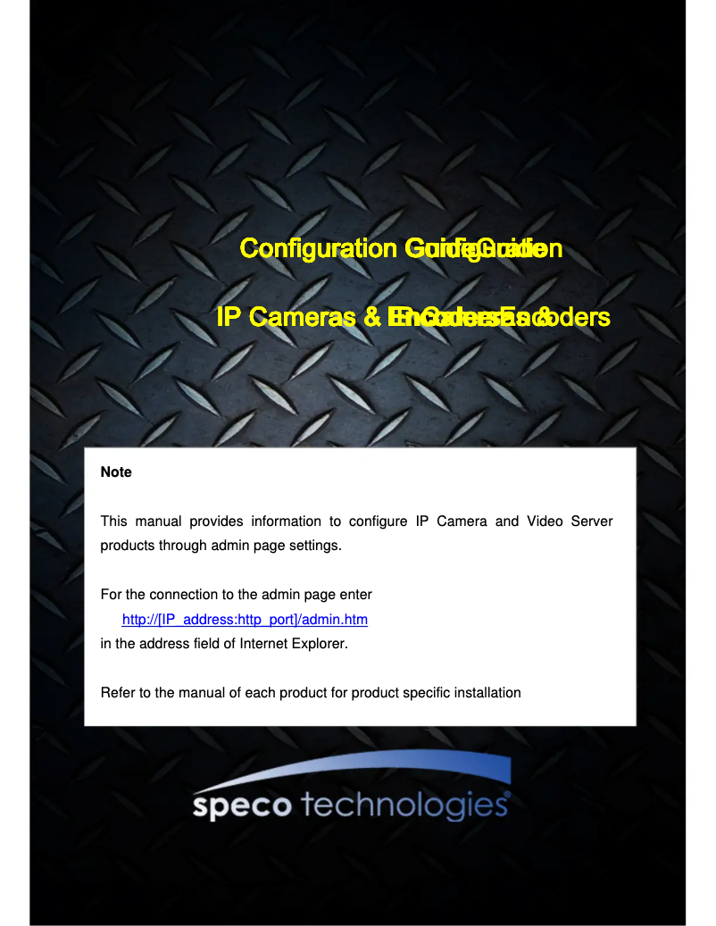 Page n°1 - Manuel utilisateur Speco Technologies O2i605CM