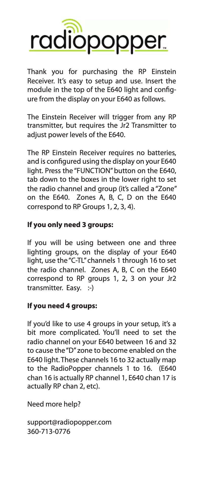 Page n°1 - Manuel utilisateur RadioPopper EN-RX