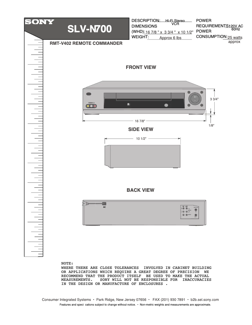 Page 1 de la notice Guide d'installation Sony SLV-N700