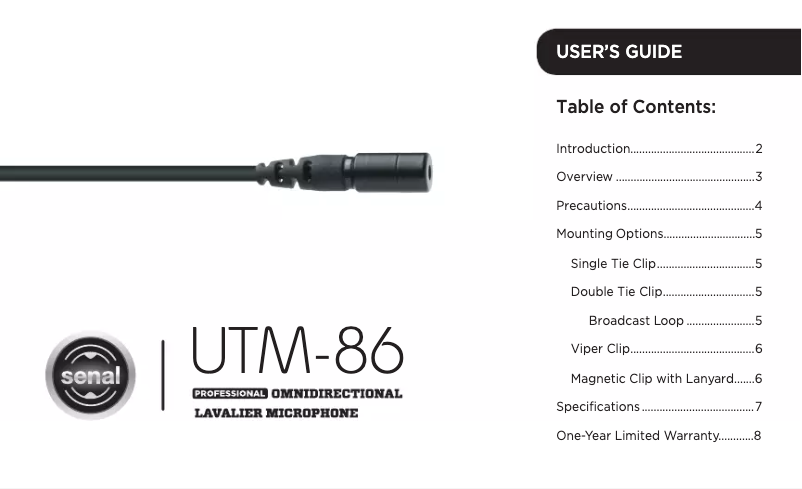 Page n°1 - Manuel utilisateur Senal UTM-86