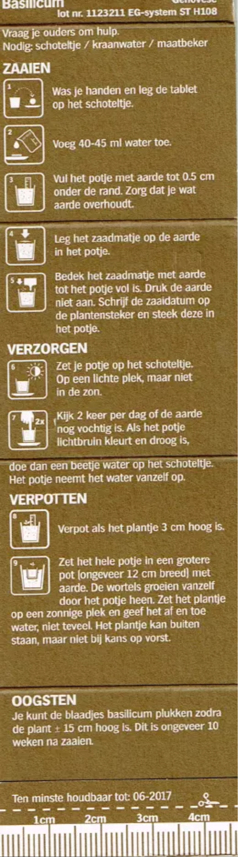 Page 1 de la notice Manuel utilisateur Albert Heijn Moestuintje Basilicum