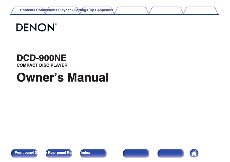Page n°1 - Manuel utilisateur Denon DCD-900