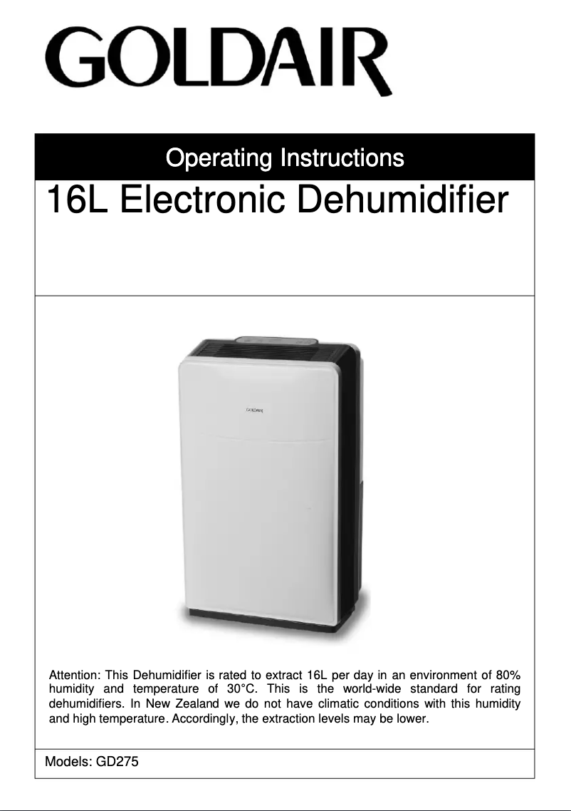 Image de la première page du manuel de l'appareil GD275