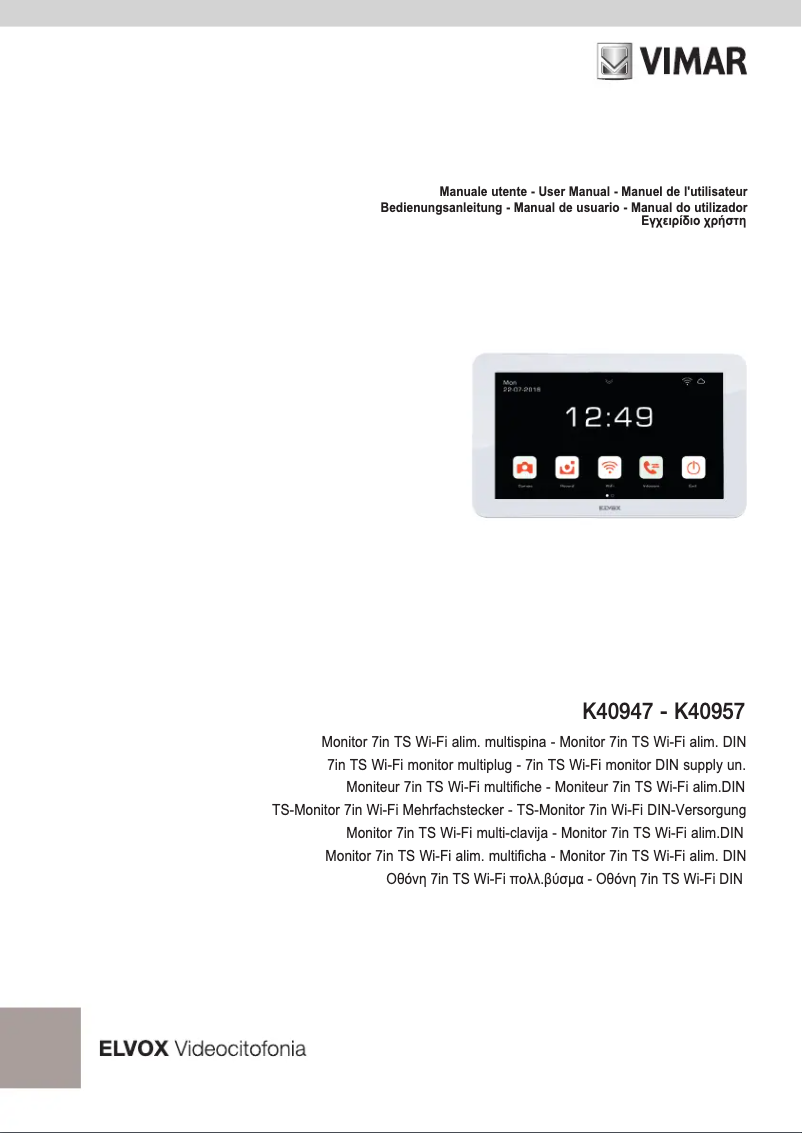 Page 1 de la notice Manuel utilisateur Vimar ELVOX K40957
