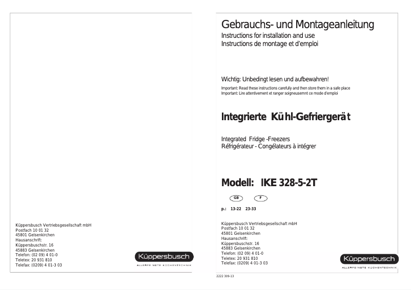 Image de la première page du manuel de l'appareil IKE 328 5