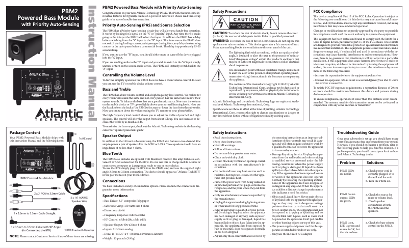 Page 1 de la notice Manuel utilisateur Atlantic PBM2
