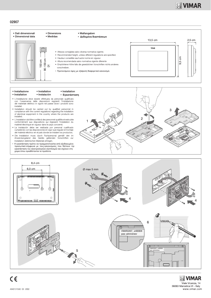 Page 1 de la notice Instructions / montage Vimar 02907