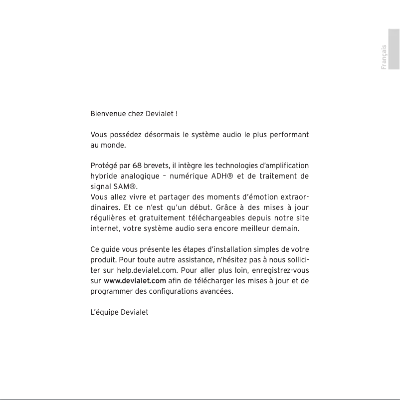 Page 1 de la notice Manuel utilisateur Devialet 400