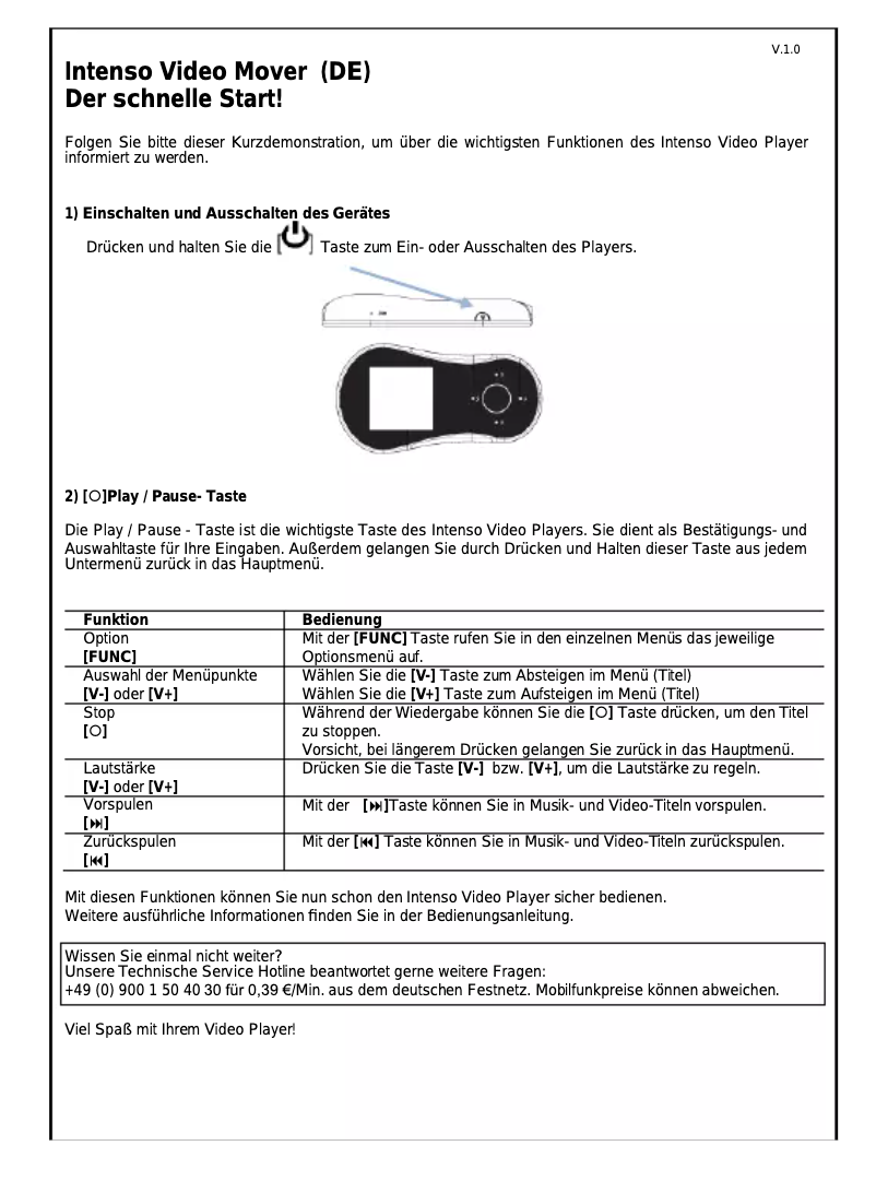 Image de la première page du manuel de l'appareil 8GB Video Mover