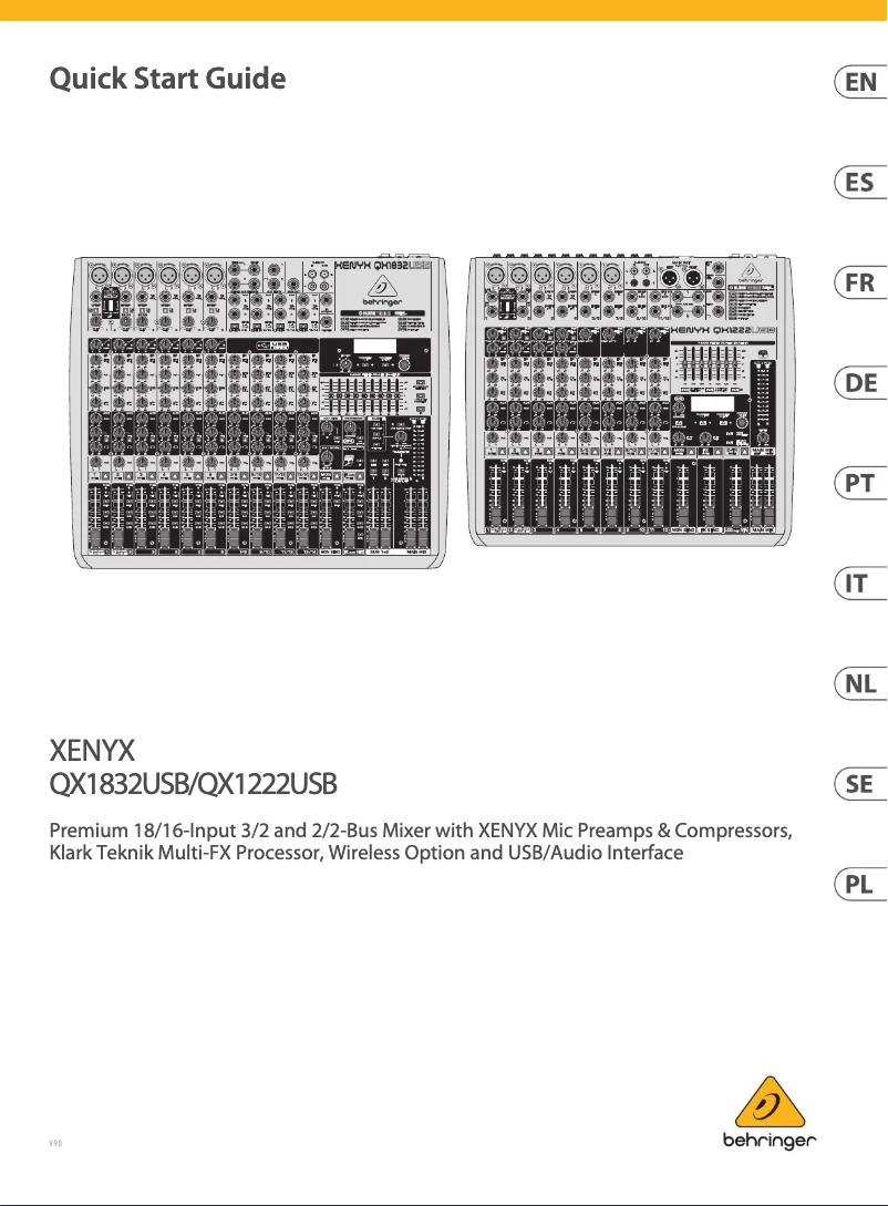 Page 1 de la notice Guide de démarrage rapide Behringer Xenxys QX1222USB