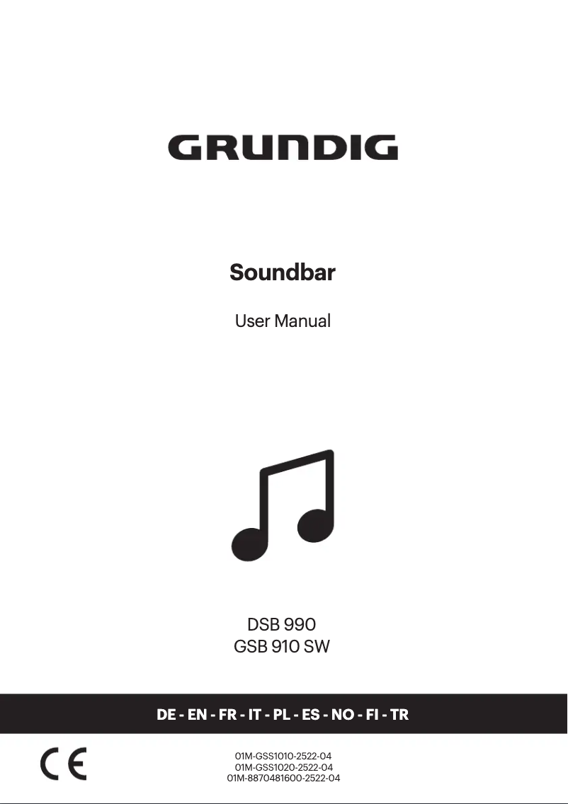 Page 1 de la notice Manuel utilisateur Grundig GSB 910 SW