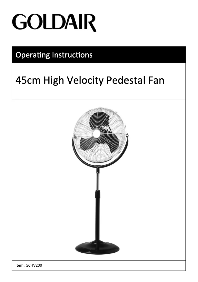 Image de la première page du manuel de l'appareil GCHV200