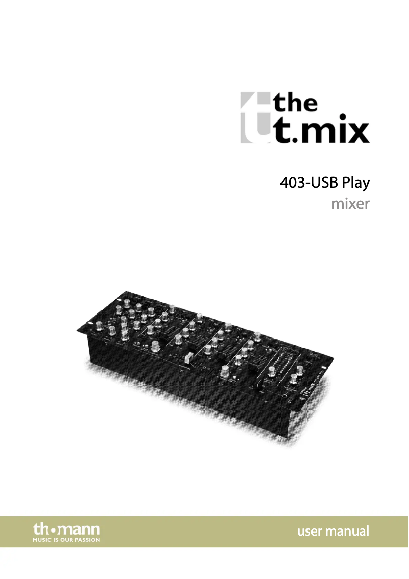 Page 1 de la notice Manuel utilisateur the t.mix 403-USB Play
