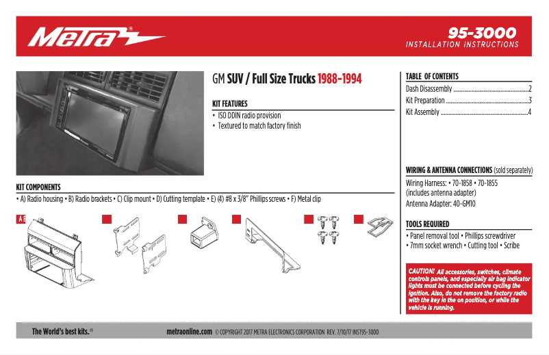 Page n°1 - Guide d'installation Metra 95-3000