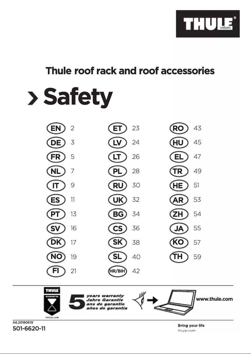 Page 1 de la notice Manuel utilisateur Thule Roller 334