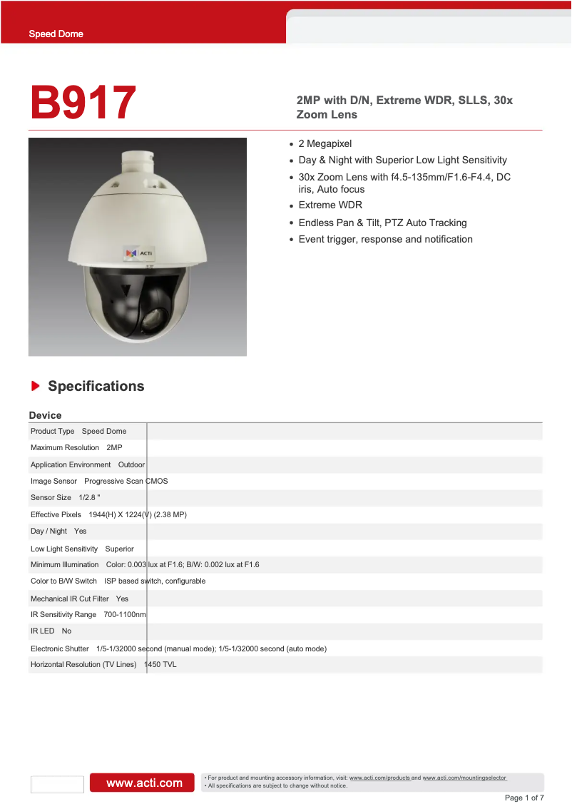 Image de la première page du manuel de l'appareil B917