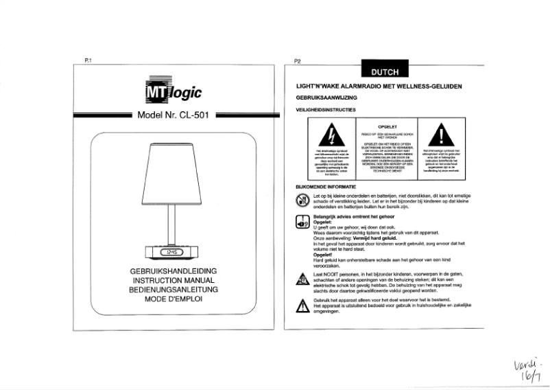 Imagen de la primera página del manual del dispositivo CL 501