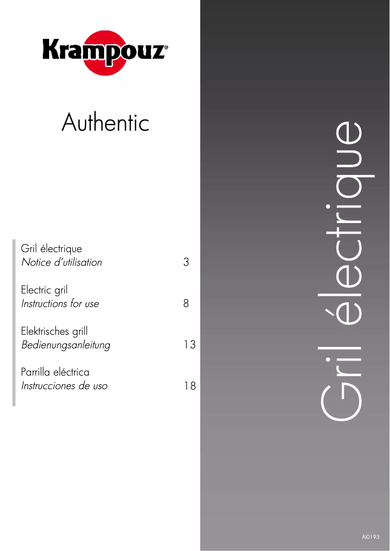 Imagen de la primera página del manual del dispositivo Authentic grill