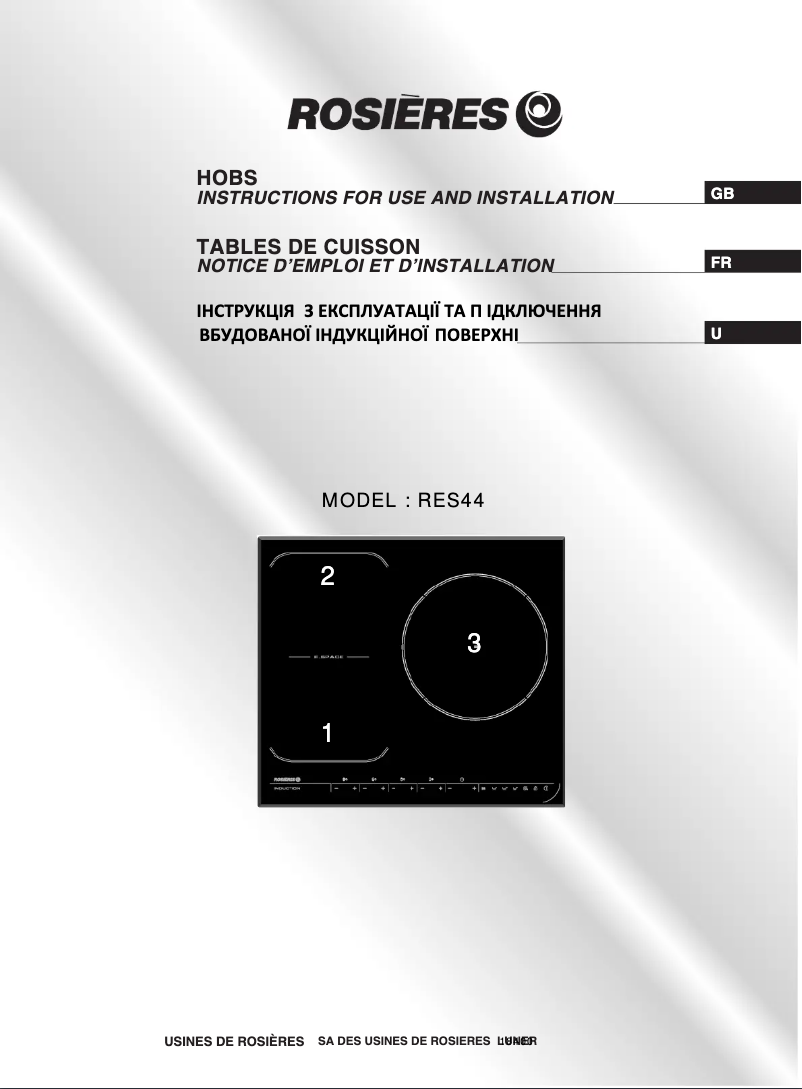 Page 1 de la notice Manuel utilisateur Rosieres RES 44