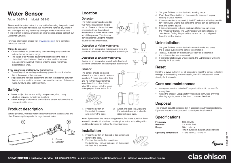 Page 1 de la notice Manuel utilisateur Aeon Labs DSB45